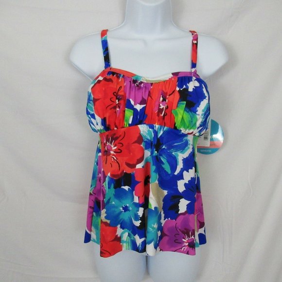 Swim Solutions Womens Bust Support Floral Print Sw - Picture 2 of 3